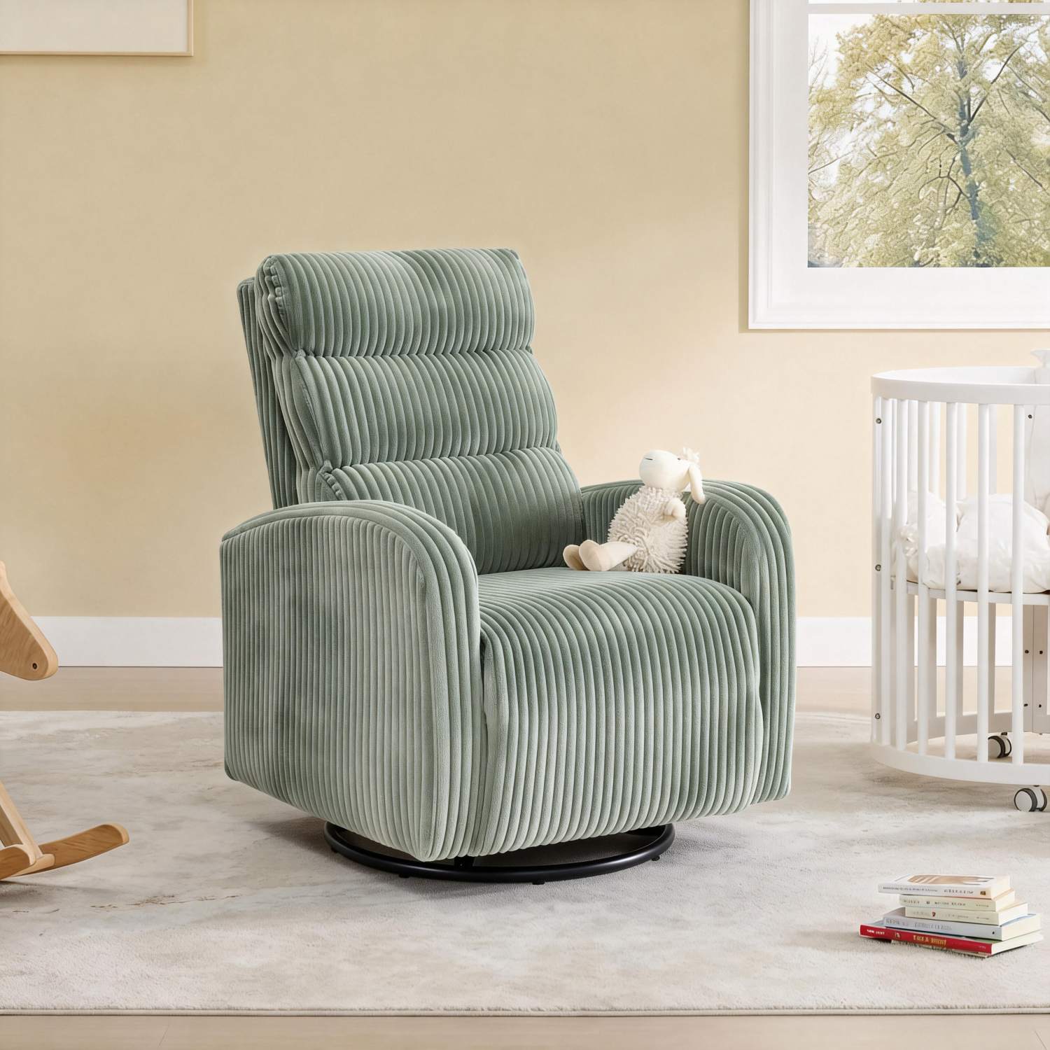 PrimeZone Modern Swivel Rocker Chair, High-Back Nursing & Reading Chai