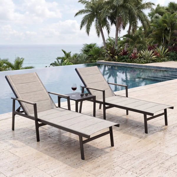 Aluminum Outdoor Chaise Lounge Chair with 6-Position Adjustable Backrest