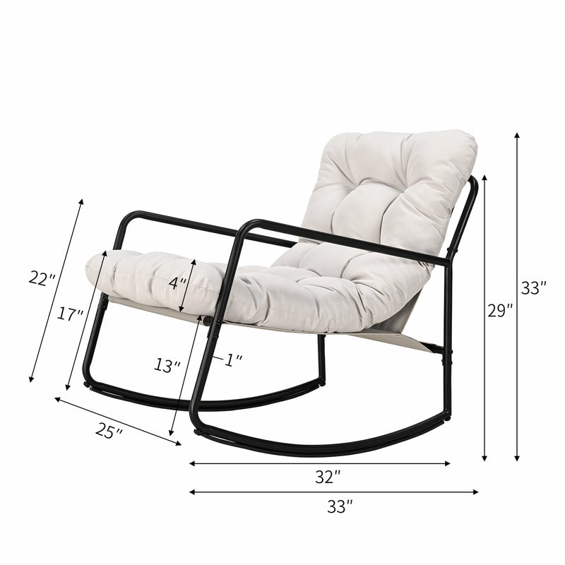 Modern Outdoor Rocking Chair with Water-Repellent Cushion Size Guide
