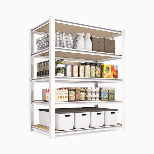 PrimeZone 5 Tier 28"W White Adjustable Metal Shelving 