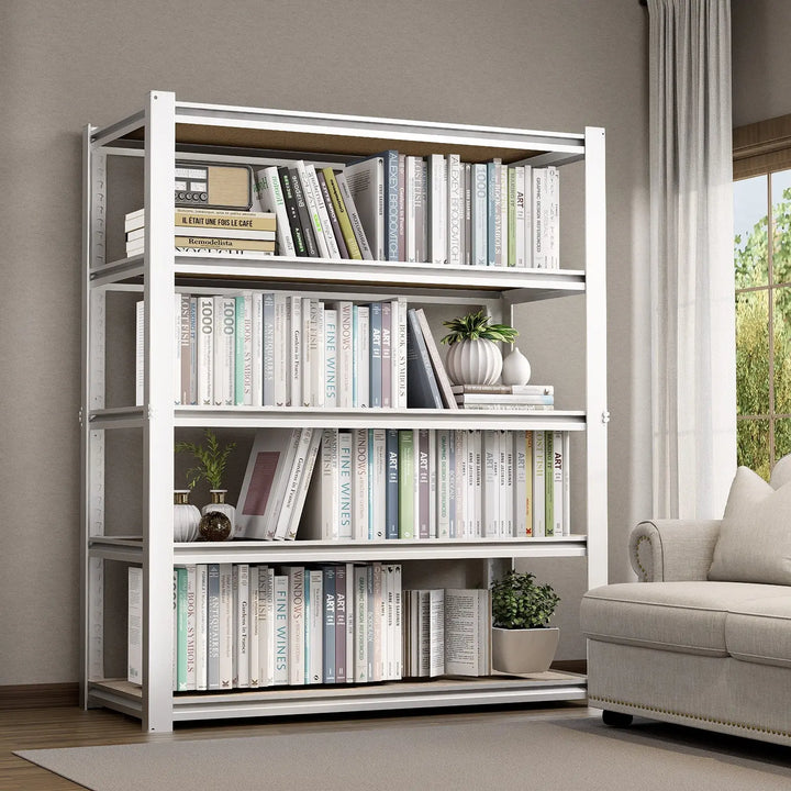 PrimeZone 5 Tier 28"W White Adjustable Metal Shelving 