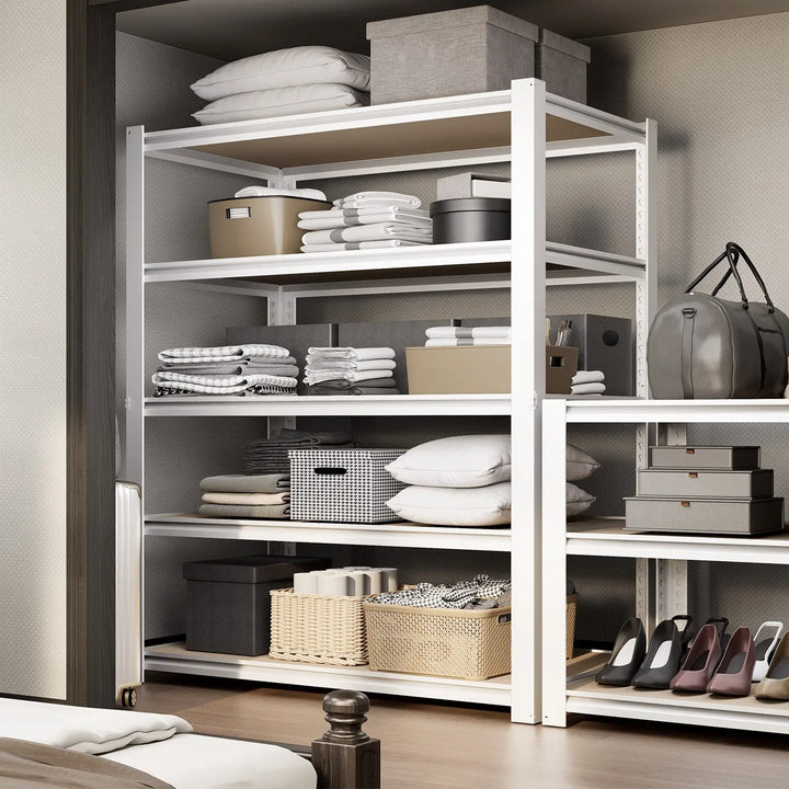 PrimeZone 5 Tier 28"W White Adjustable Metal Shelving 
