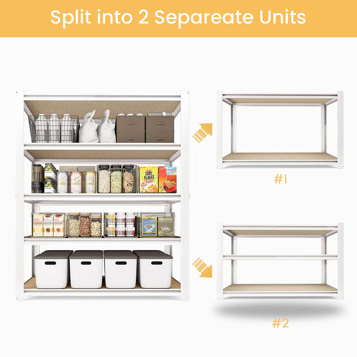 PrimeZone 5 Tier 28"W White Adjustable Metal Shelving 