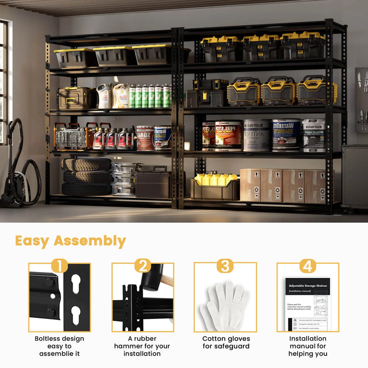 PrimeZone 36"W Heavy Duty Storage Shelves Load 2000 LBS, 36"W x 12"D x 72"H 