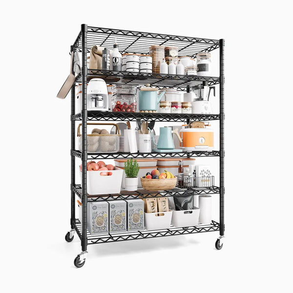 PrimeZone 6 Tier Adjustable Wire Shelving with Wheels, 36"W x 18"D x 78"H 