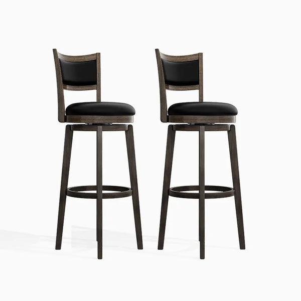 PrimeZone Swivel Bar Stools with Black Faux Leather(Set of 2) 