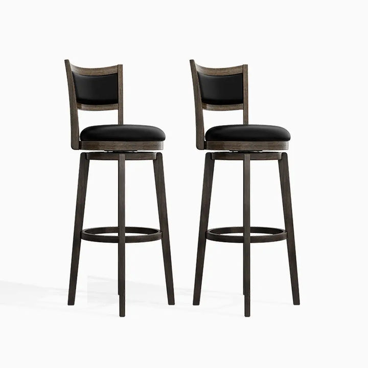 PrimeZone Swivel Bar Stools with Black Faux Leather(Set of 2) 