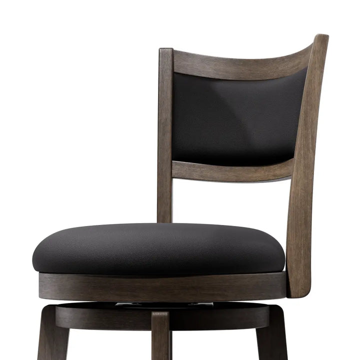 PrimeZone Swivel Bar Stools with Black Faux Leather(Set of 2) 
