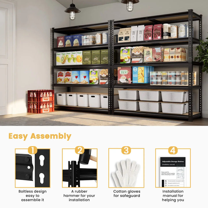 PrimeZone 36"W Heavy Duty Storage Shelves Load 2000 LBS, 36"W x 16"D x 72"H 