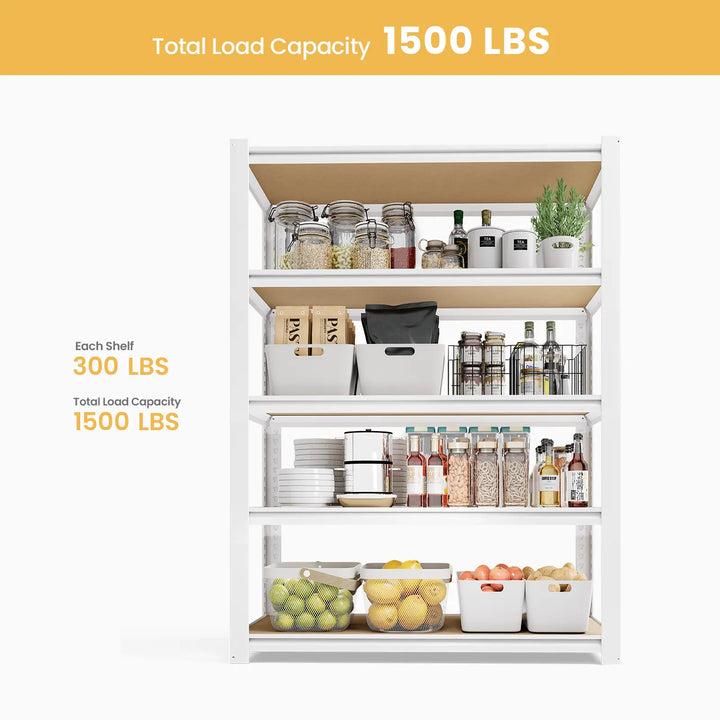 PrimeZone 5 Tier 36"W White Adjustable Metal Shelving 