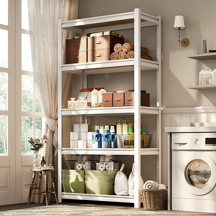 PrimeZone 5 Tier 36"W White Adjustable Metal Shelving 