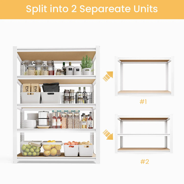 PrimeZone 5 Tier 36"W White Adjustable Metal Shelving 
