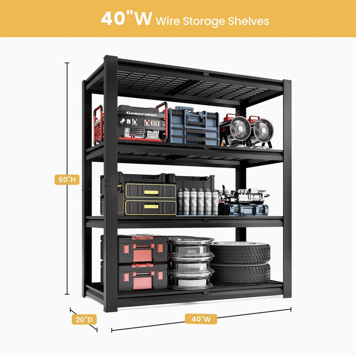 PrimeZone 40"W Metal Wire Garage Shelving Load 2200 LBS 