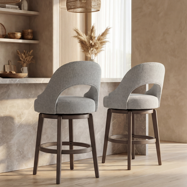 Velvet Swivel Counter & Bar Stools with Back (set of 2) Grey