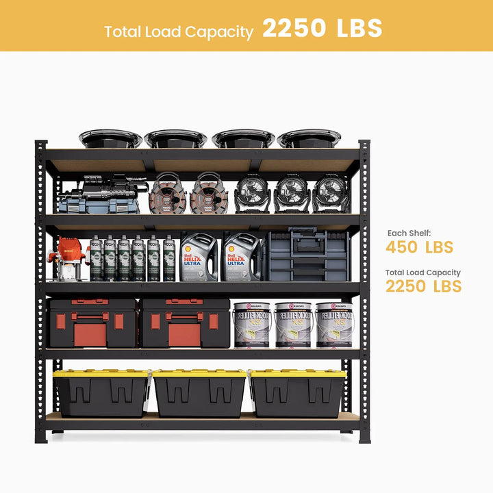 PrimeZone 48"W Heavy Duty Storage Shelves Load 2250 LBS, 47"W x 18"D x 71"H 