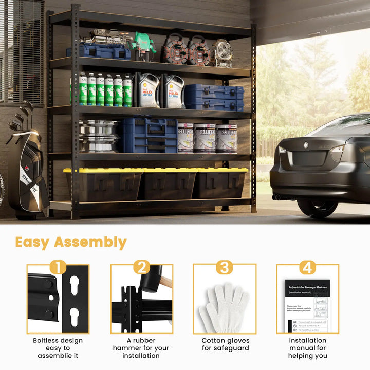 PrimeZone 48"W Heavy Duty Storage Shelves Load 2250 LBS, 47"W x 18"D x 71"H 