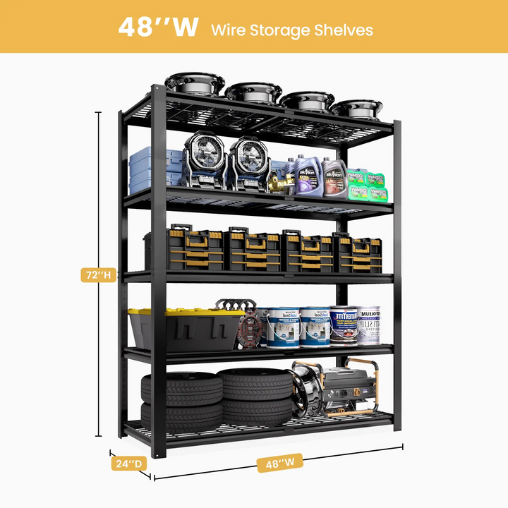 PrimeZone 48"W Metal Wire Garage Shelving Load 2500 LBS 