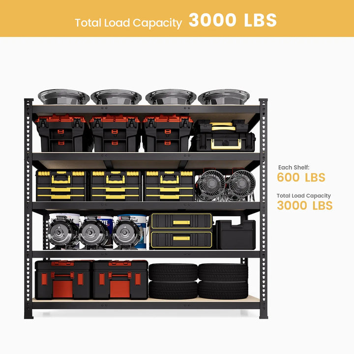 PrimeZone 48"W Heavy Duty Storage Shelves Load 3000 LBS, 48"W x 24"D x 72"H 