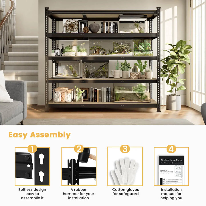 PrimeZone 48"W Heavy Duty Storage Shelves Load 3000 LBS, 48"W x 24"D x 72"H 
