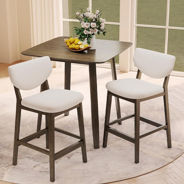 PrimeZone 3-Piece Counter Height Dining Set - Mid-Century Modern Bar Table & Stools