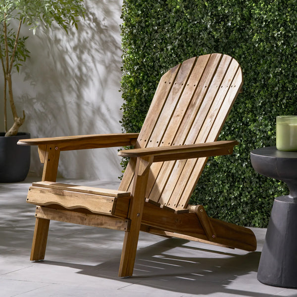Folding Acacia Wood Adirondack Chair for Patio & Garden