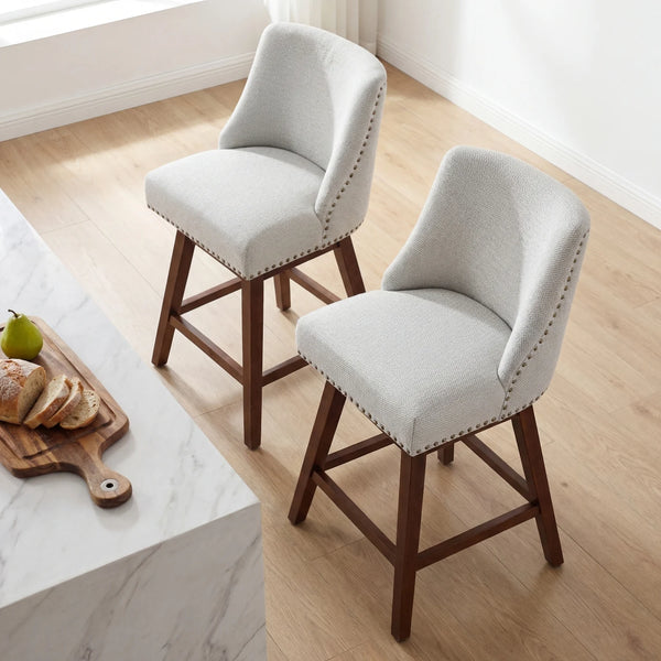 PrimeZone Ivory Swivel Bar Stools, 26