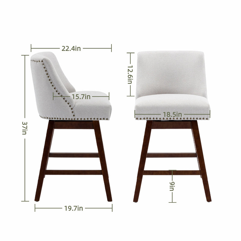 PrimeZone Ivory Swivel Bar Stools, 26